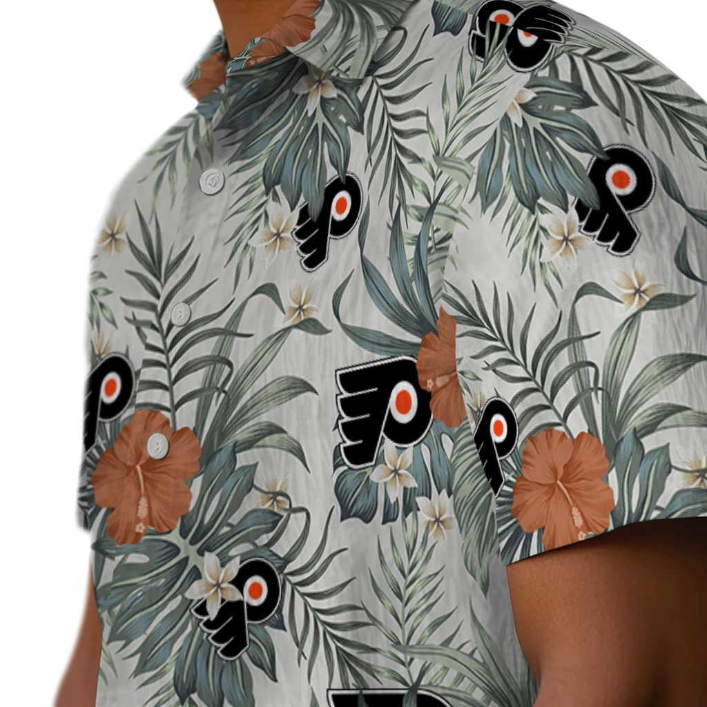 Philadelphia Flyers Hawaiian Shirt - Hibiscus Designs philadelphia flyers hibiscus designs beige hawaiian shirts trendy