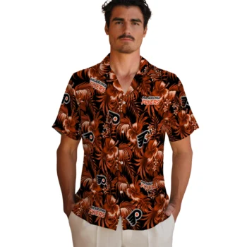 philadelphia flyers hibiscus exotic orange hawaiian shirts fashion forward