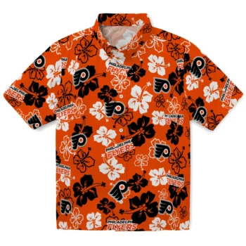 philadelphia flyers hibiscus bloom orange hawaiian shirts best selling