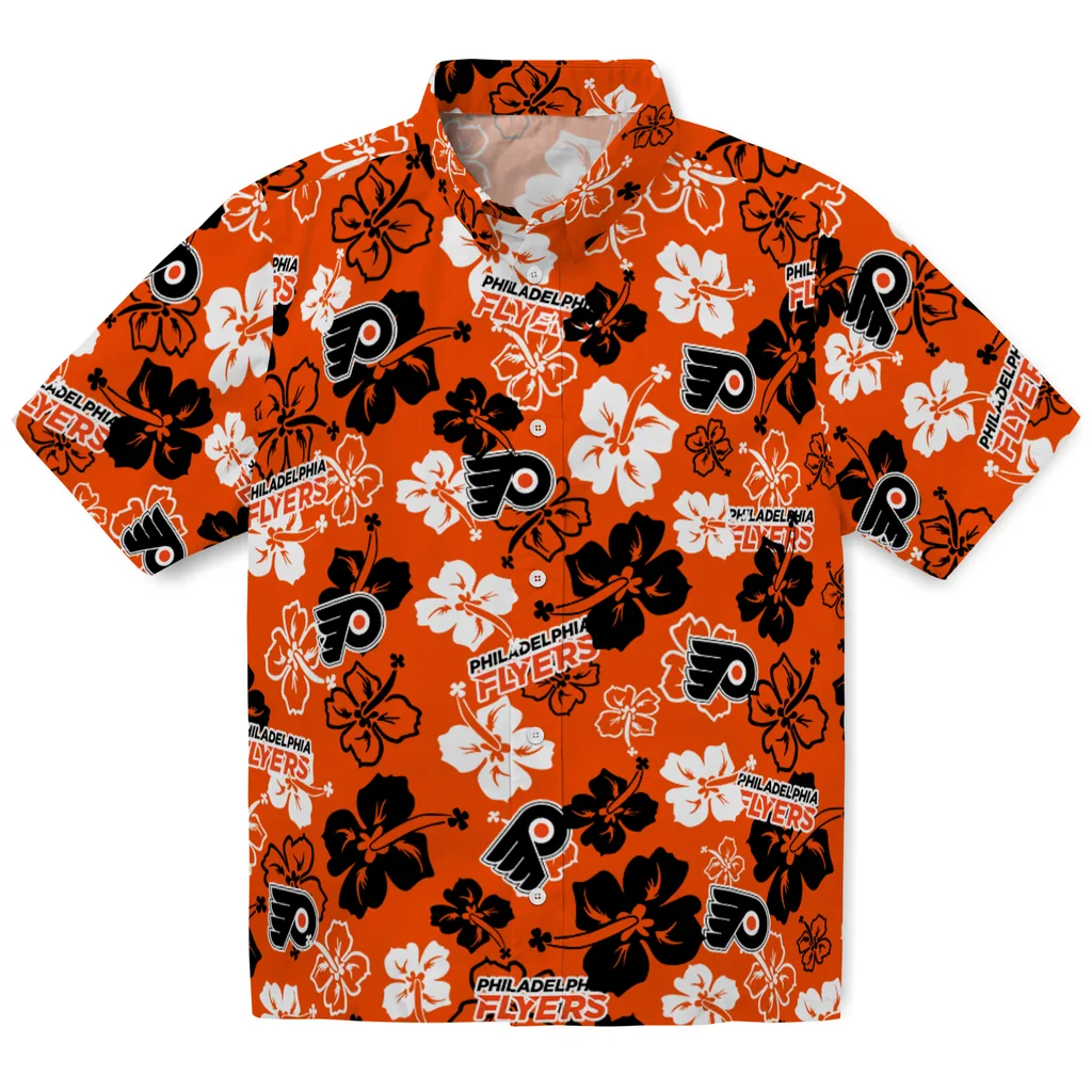 Philadelphia Flyers Hawaiian Shirt - Hibiscus Flower Design philadelphia flyers hibiscus bloom orange hawaiian shirts best selling