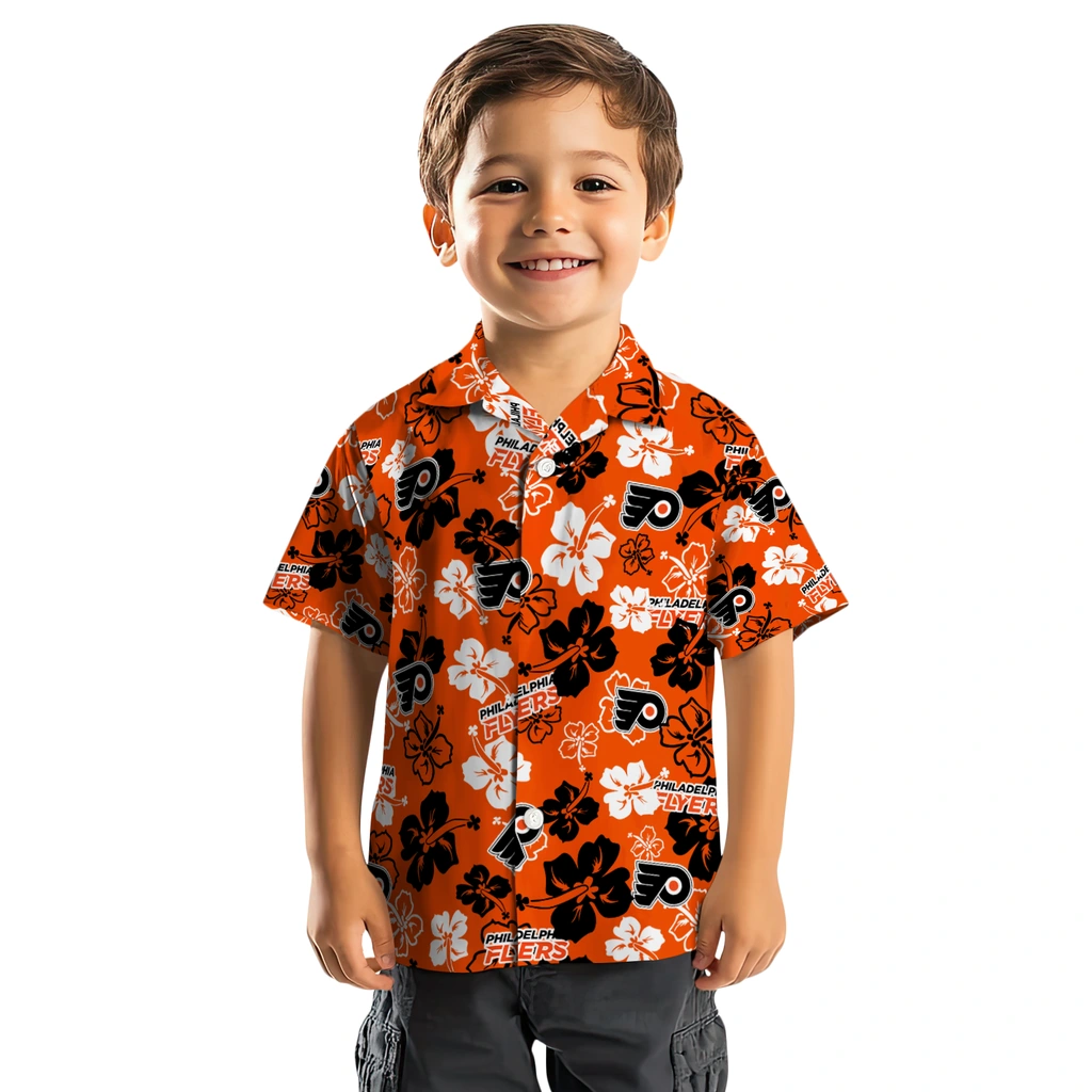 Philadelphia Flyers Hawaiian Shirt - Hibiscus Flower Design philadelphia flyers hibiscus bloom orange hawaiian shirts top rated