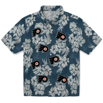 philadelphia flyers hibiscus flowers navy blue hawaiian shirts best selling