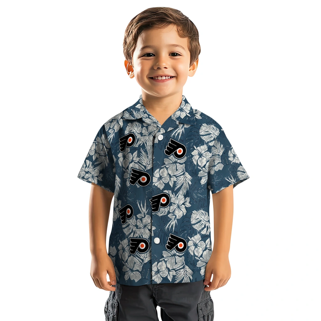 Philadelphia Flyers Hawaiian Shirt - Hibiscus Flowers philadelphia flyers hibiscus flowers navy blue hawaiian shirts top rated