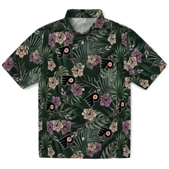 philadelphia flyers hibiscus leaves pattern green hawaiian shirts best selling