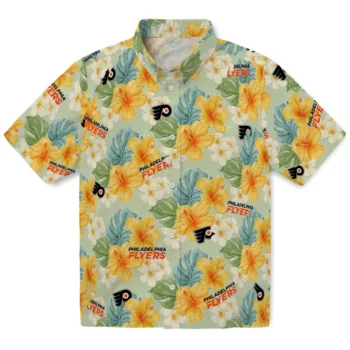philadelphia flyers hibiscus mood pale lime yellow hawaiian shirts best selling