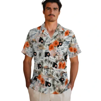 philadelphia flyers hibiscus seaside white hawaiian shirts fashion forward