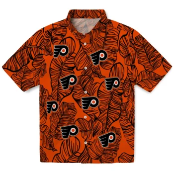 philadelphia flyers leaf outline orange hawaiian shirts best selling