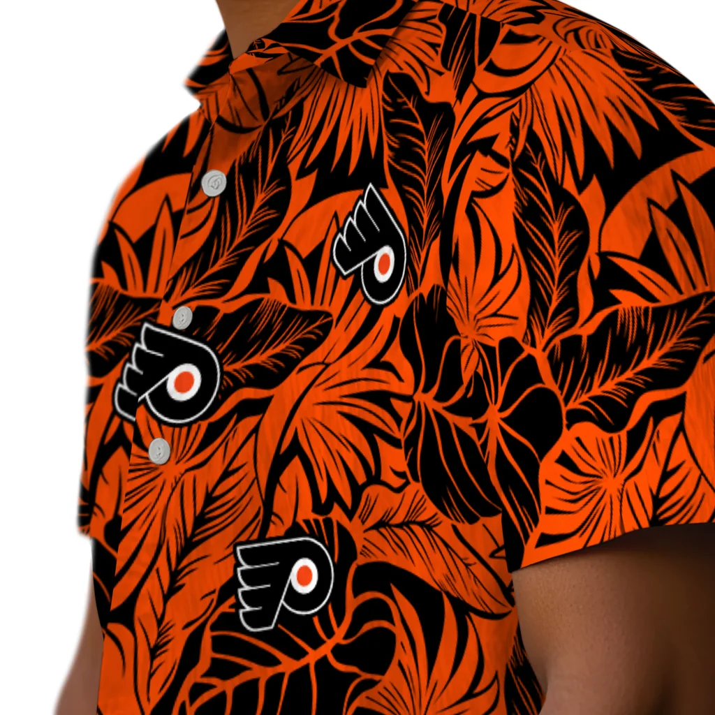 Philadelphia Flyers Hawaiian Shirt - Monstera Layer philadelphia flyers monstera layer orange hawaiian shirts trendy