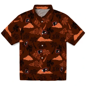 philadelphia flyers palm and clouds orange hawaiian shirts best selling