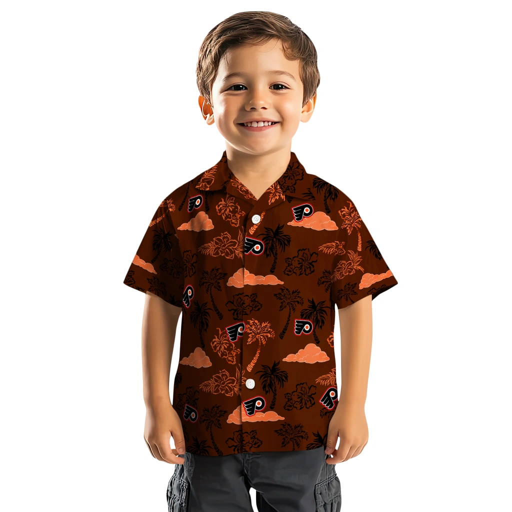 Philadelphia Flyers Hawaiian Shirt - Palm And Clouds philadelphia flyers palm and clouds orange hawaiian shirts top rated