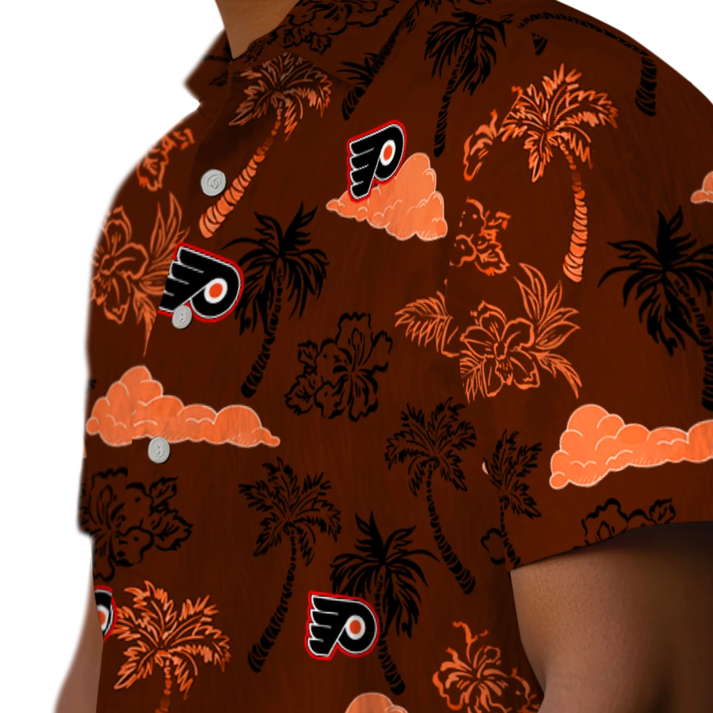 Philadelphia Flyers Hawaiian Shirt - Palm And Clouds philadelphia flyers palm and clouds orange hawaiian shirts trendy