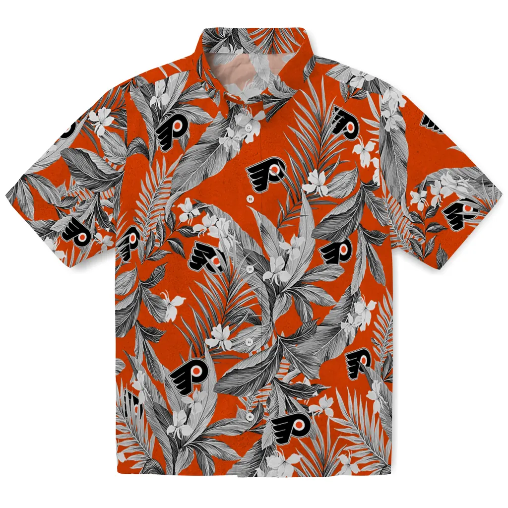 Philadelphia Flyers Hawaiian Shirt - Palm Leaves philadelphia flyers palm leaves orange hawaiian shirts best selling