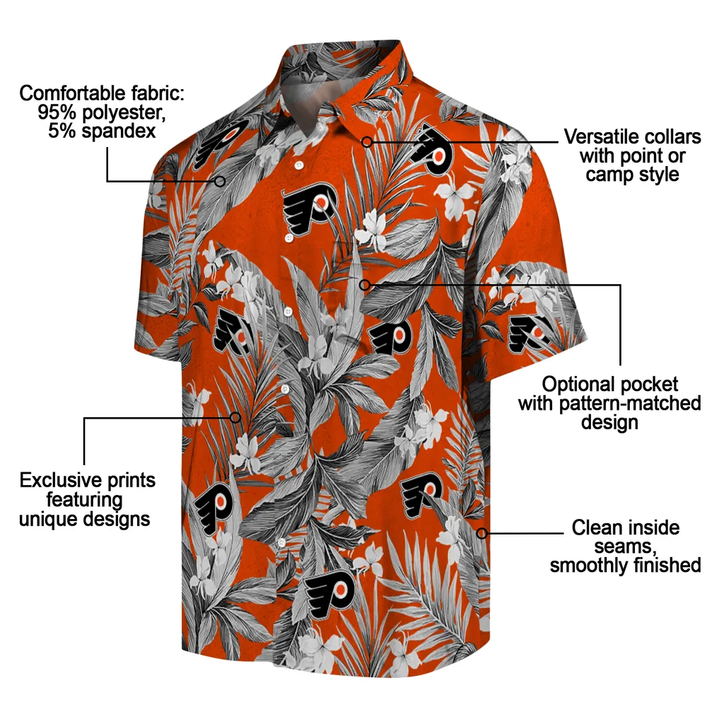 Philadelphia Flyers Hawaiian Shirt - Palm Leaves philadelphia flyers palm leaves orange hawaiian shirts new arrival