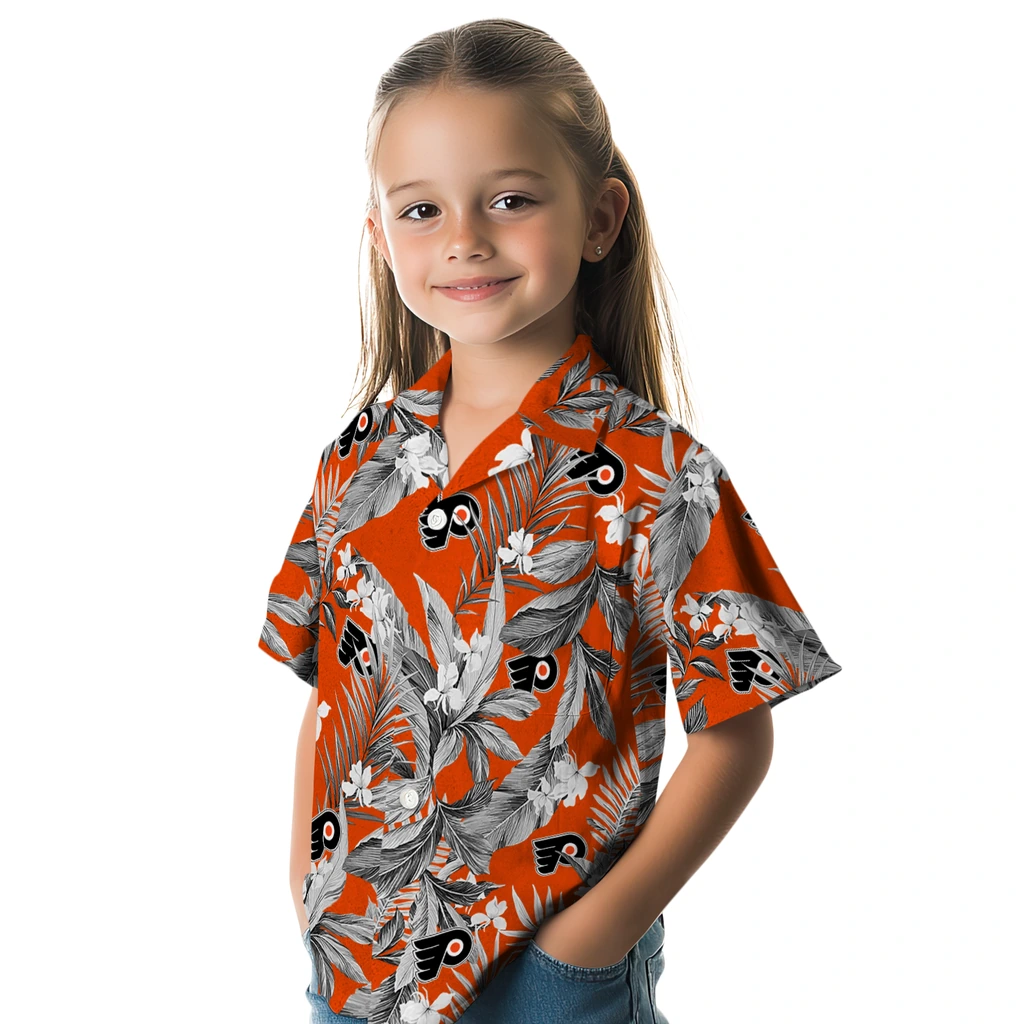 Philadelphia Flyers Hawaiian Shirt - Palm Leaves philadelphia flyers palm leaves orange hawaiian shirts premium grade