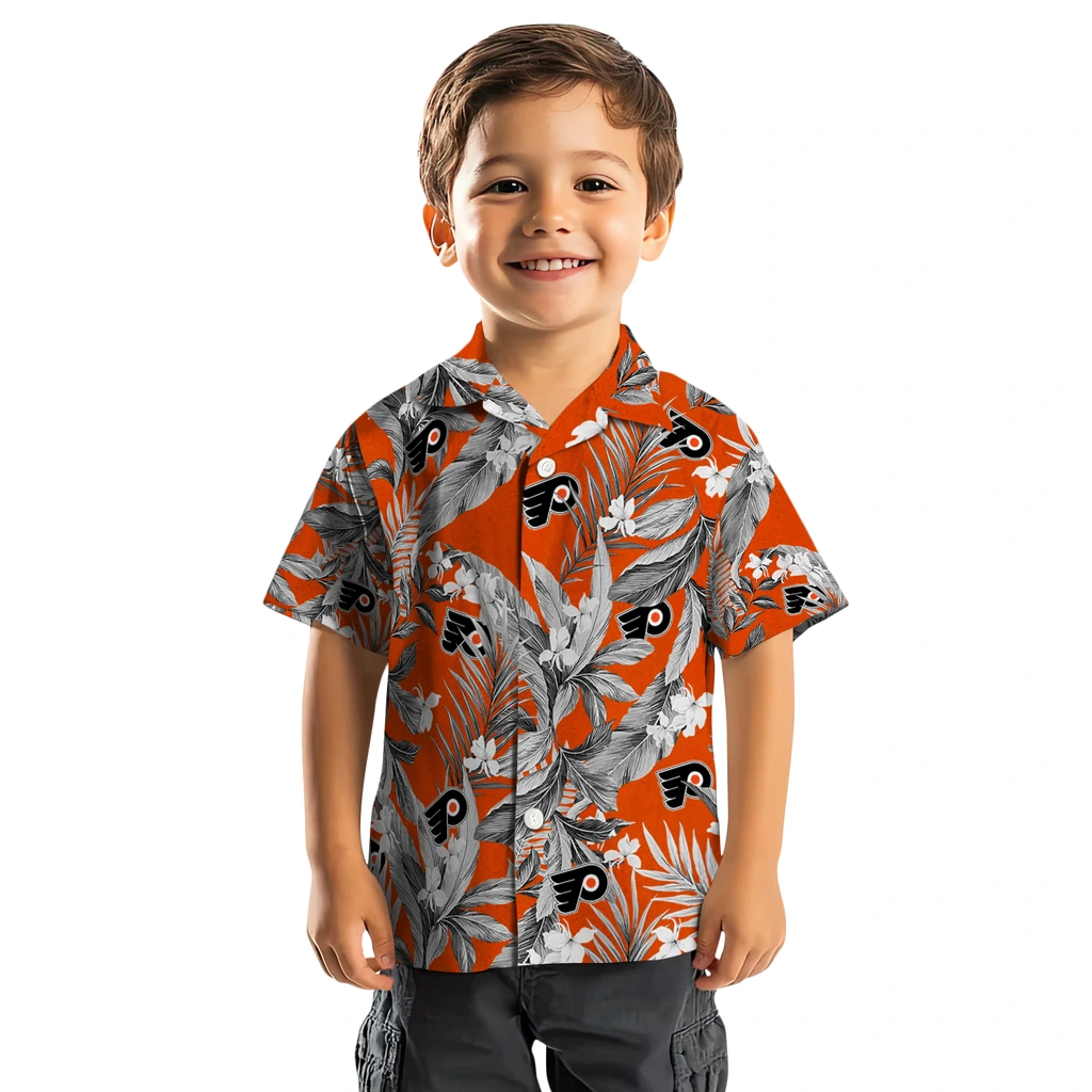 Philadelphia Flyers Hawaiian Shirt - Palm Leaves philadelphia flyers palm leaves orange hawaiian shirts top rated