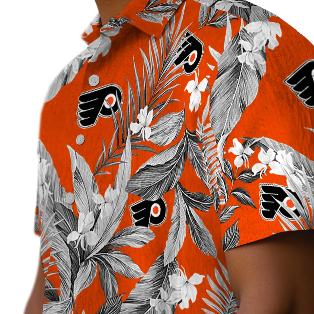 Philadelphia Flyers Hawaiian Shirt - Palm Leaves philadelphia flyers palm leaves orange hawaiian shirts trendy