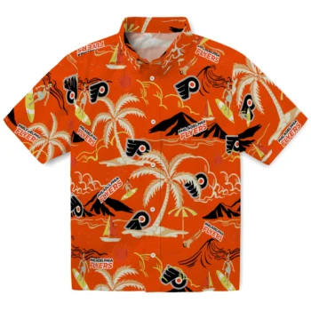 philadelphia flyers palm tree island orange hawaiian shirts best selling