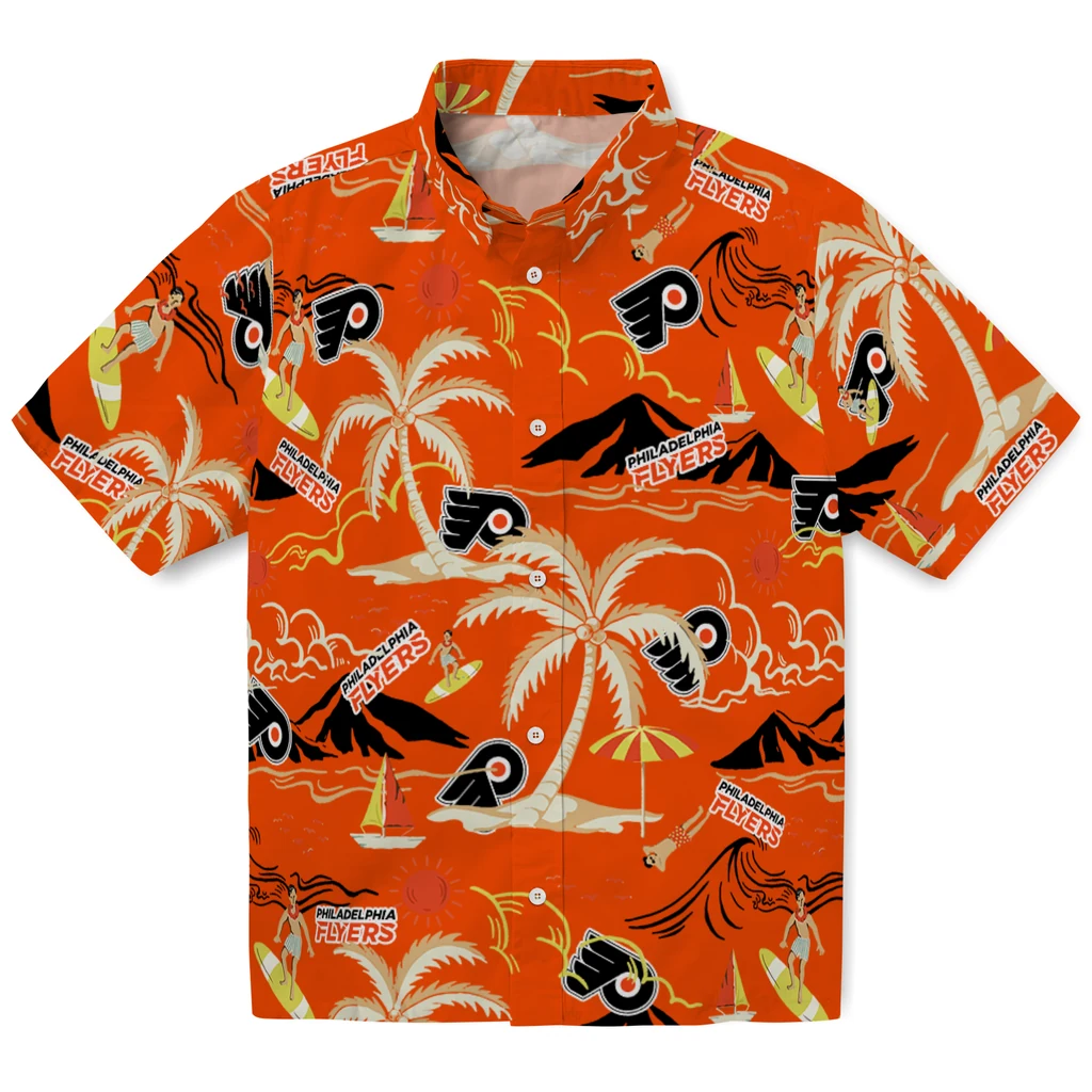 Philadelphia Flyers Hawaiian Shirt - Palm Tree Island philadelphia flyers palm tree island orange hawaiian shirts best selling