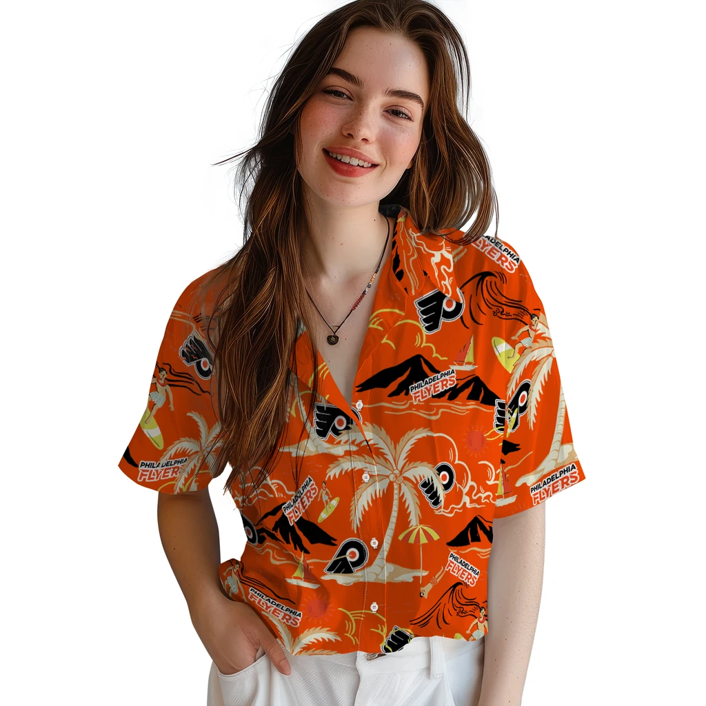 Philadelphia Flyers Hawaiian Shirt - Palm Tree Island philadelphia flyers palm tree island orange hawaiian shirts latest model