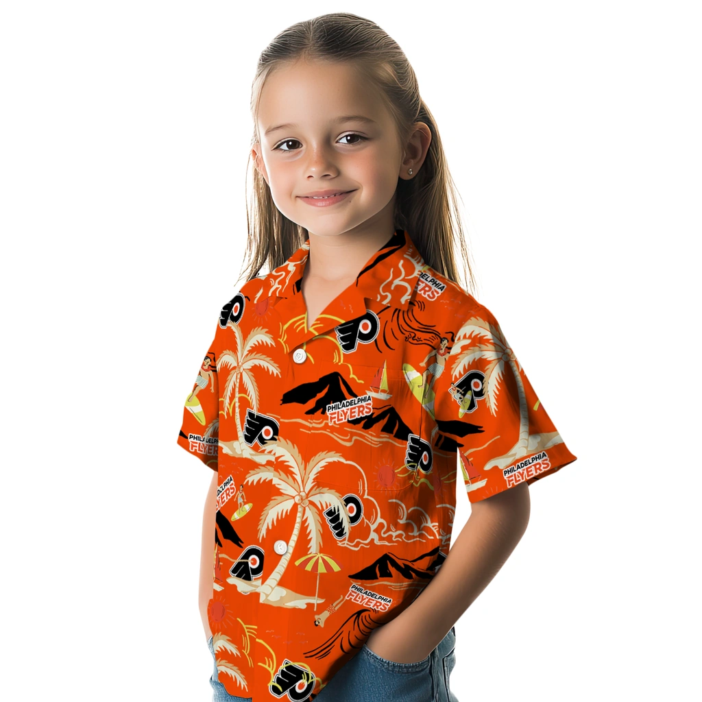 Philadelphia Flyers Hawaiian Shirt - Palm Tree Island philadelphia flyers palm tree island orange hawaiian shirts premium grade