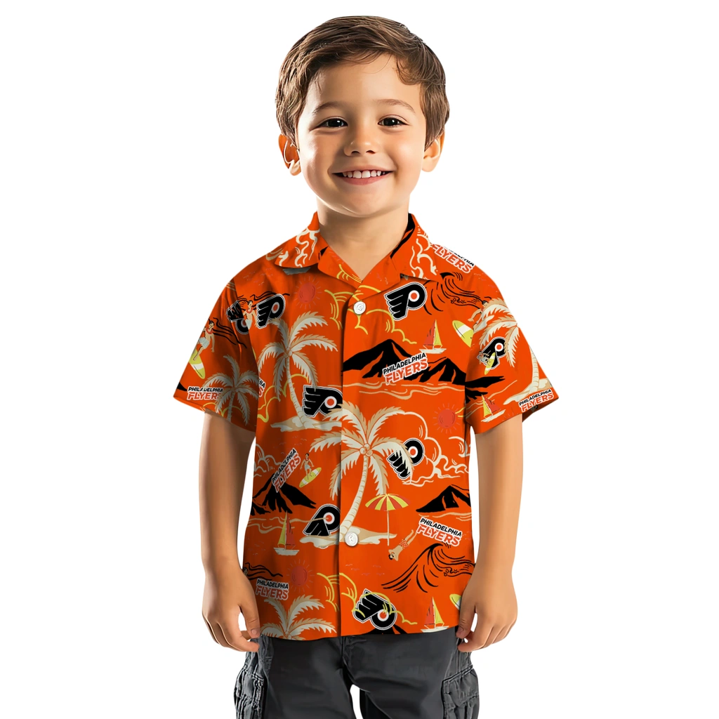 Philadelphia Flyers Hawaiian Shirt - Palm Tree Island philadelphia flyers palm tree island orange hawaiian shirts top rated