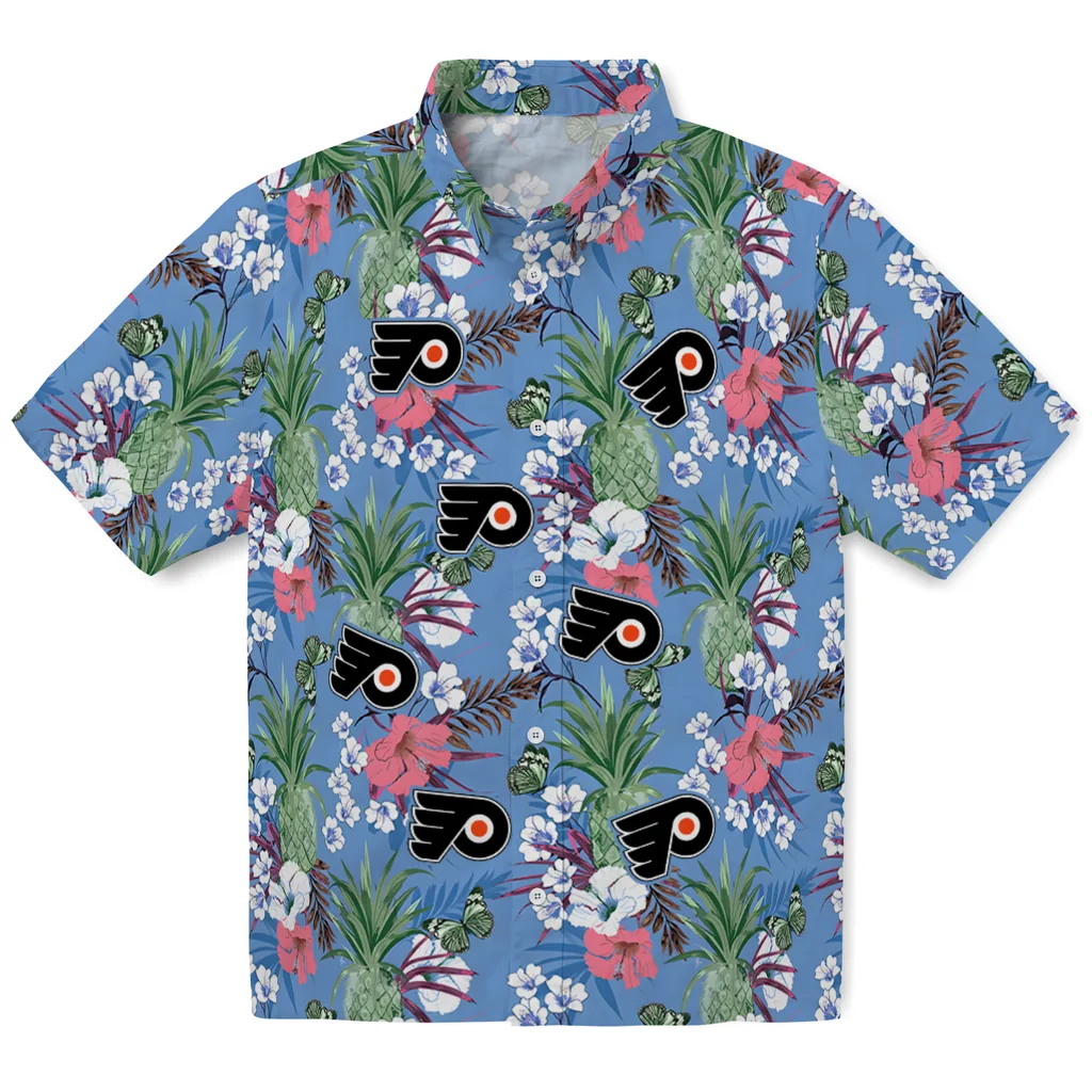 Philadelphia Flyers Hawaiian Shirt - Pineapple Bouquet philadelphia flyers pineapple bouquet best sky blue hawaiian shirts best selling