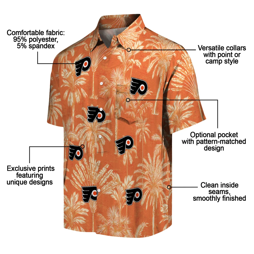 Philadelphia Flyers Hawaiian Shirt - Vintage Palm Tree philadelphia flyers palm shadows orange hawaiian shirts new arrival