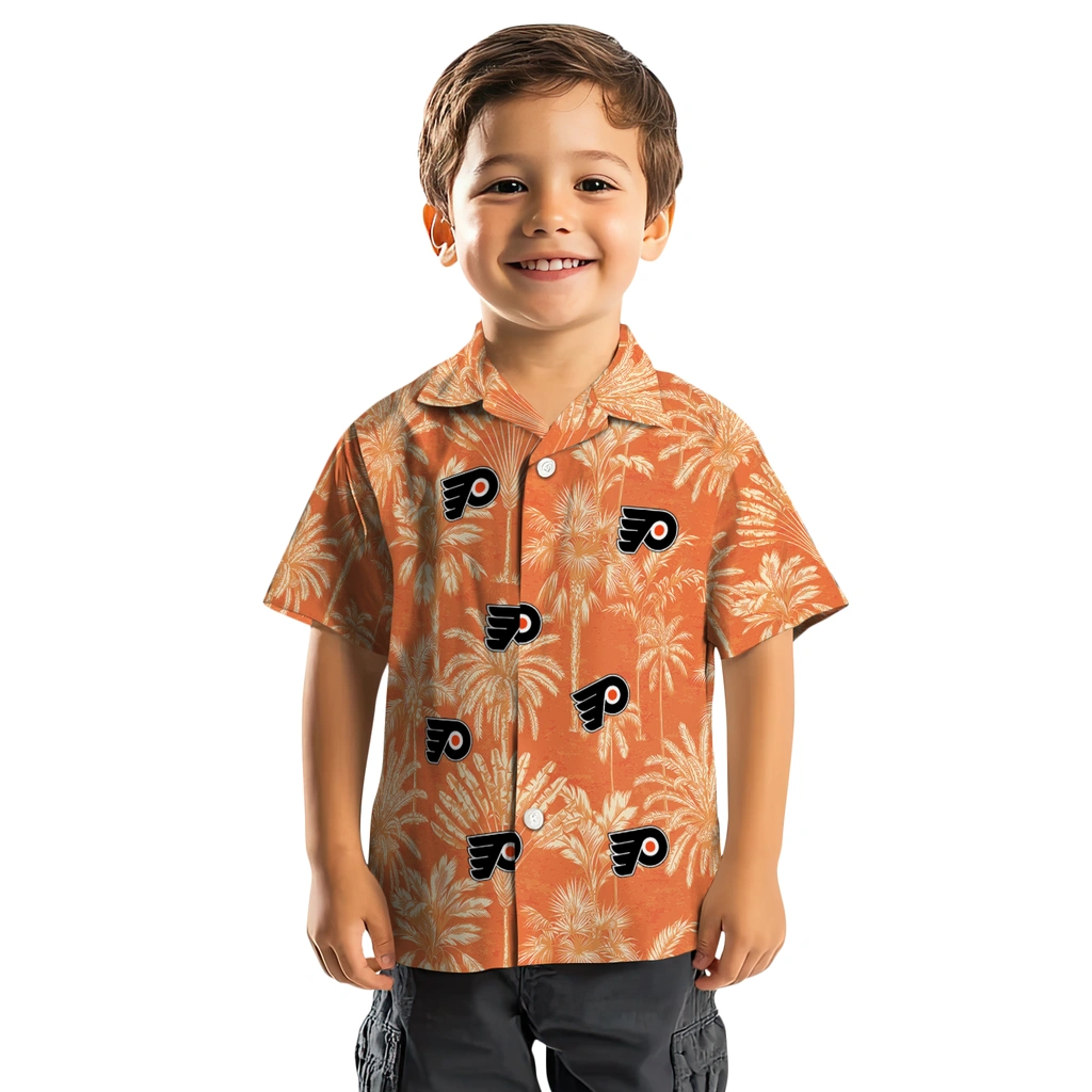 Philadelphia Flyers Hawaiian Shirt - Vintage Palm Tree philadelphia flyers palm shadows orange hawaiian shirts top rated
