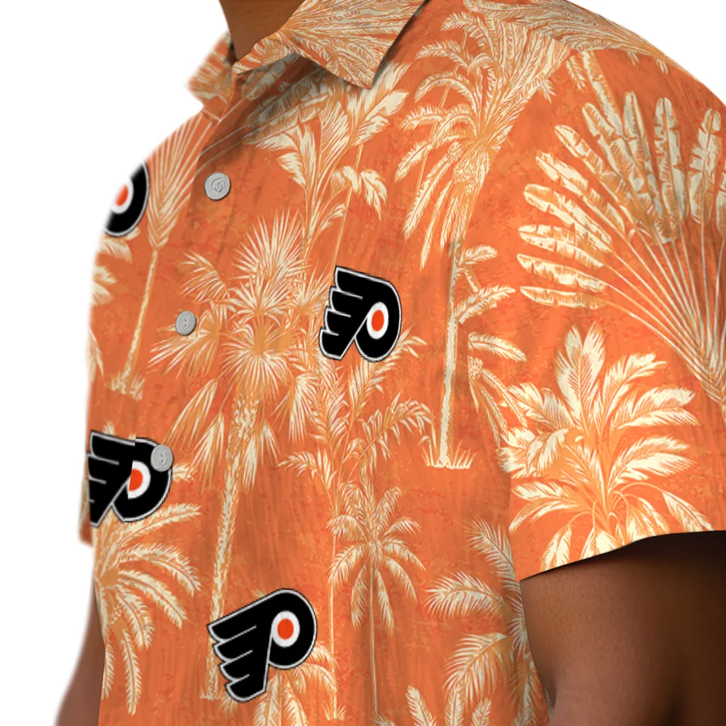 Philadelphia Flyers Hawaiian Shirt - Vintage Palm Tree philadelphia flyers palm shadows orange hawaiian shirts trendy