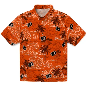 philadelphia flyers wave palm orange hawaiian shirts best selling