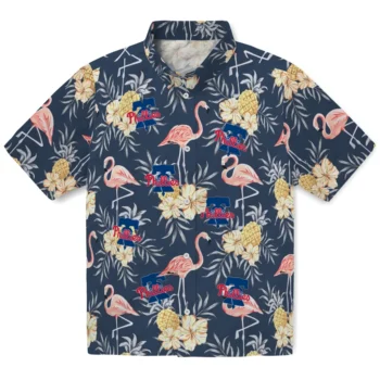 philadelphia phillies flamingo hibiscus navy hawaiian shirts best selling