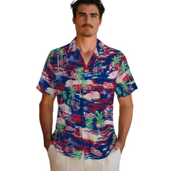 philadelphia phillies flamingo retreat blue hawaiian shirts fashion forward