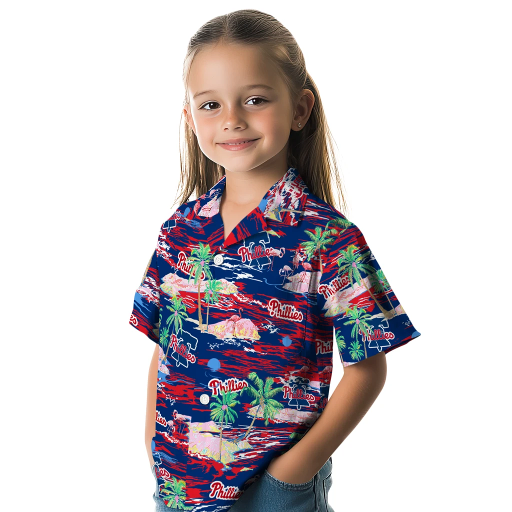 Philadelphia Phillies Hawaiian Shirt - Hawaii Island philadelphia phillies flamingo retreat blue hawaiian shirts premium grade