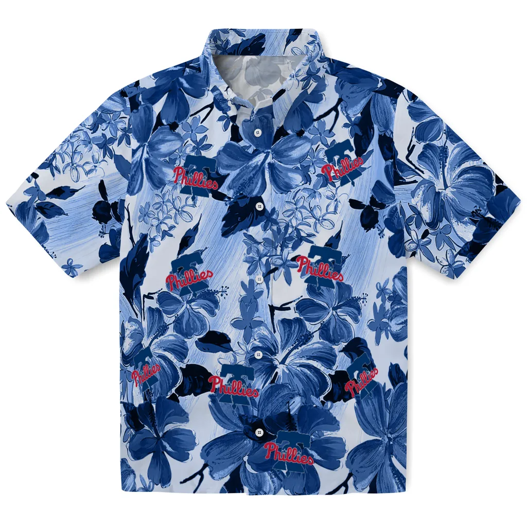 Philadelphia Phillies Hawaiian Shirt - Hibiscus Arrangement philadelphia phillies hibiscus arrangement blue hawaiian shirts best selling