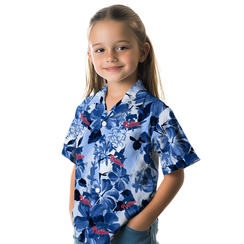 Philadelphia Phillies Hawaiian Shirt - Hibiscus Arrangement philadelphia phillies hibiscus arrangement blue hawaiian shirts premium grade