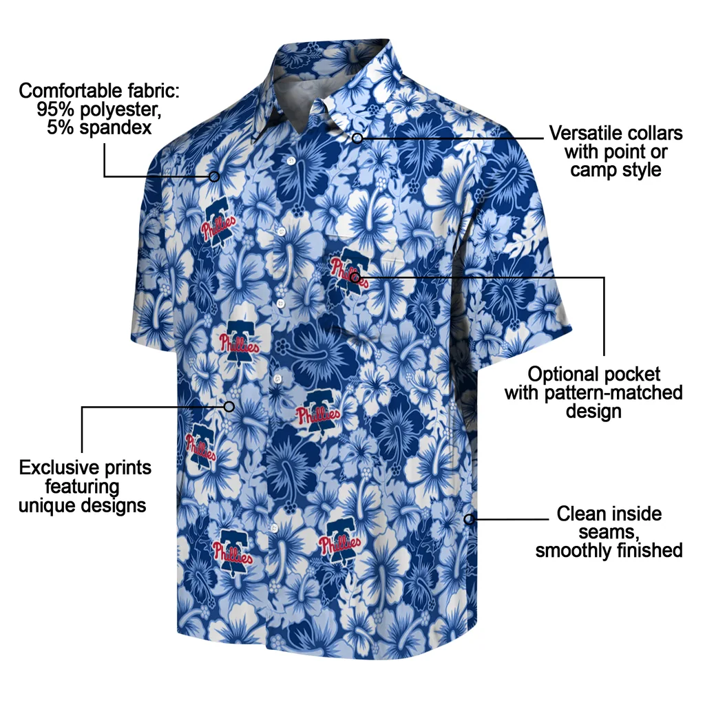 Philadelphia Phillies Hawaiian Shirt - Hibiscus Blooms philadelphia phillies hibiscus blooms blue hawaiian shirts new arrival