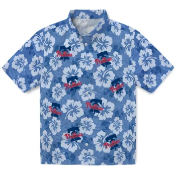 philadelphia phillies hibiscus cluster blue hawaiian shirts best selling