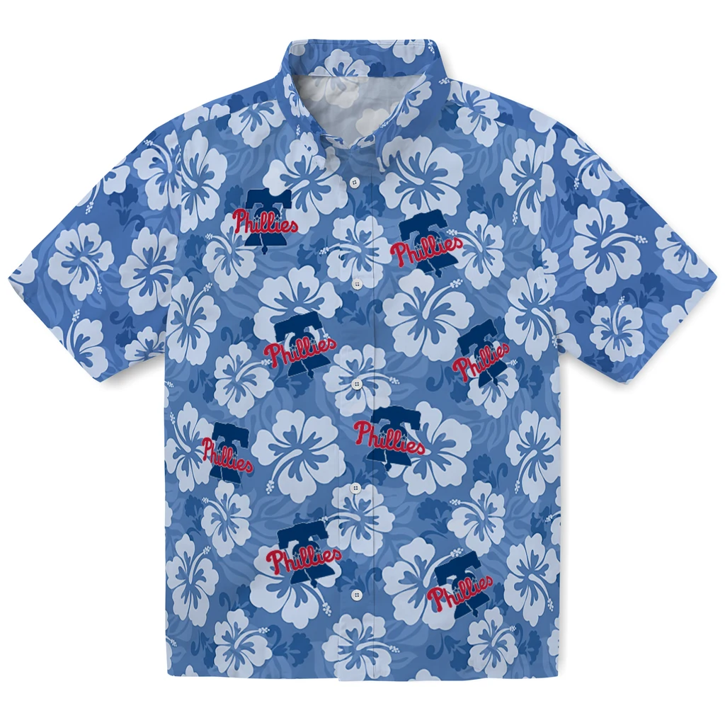 Philadelphia Phillies Hawaiian Shirt - Hibiscus Cluster philadelphia phillies hibiscus cluster blue hawaiian shirts best selling