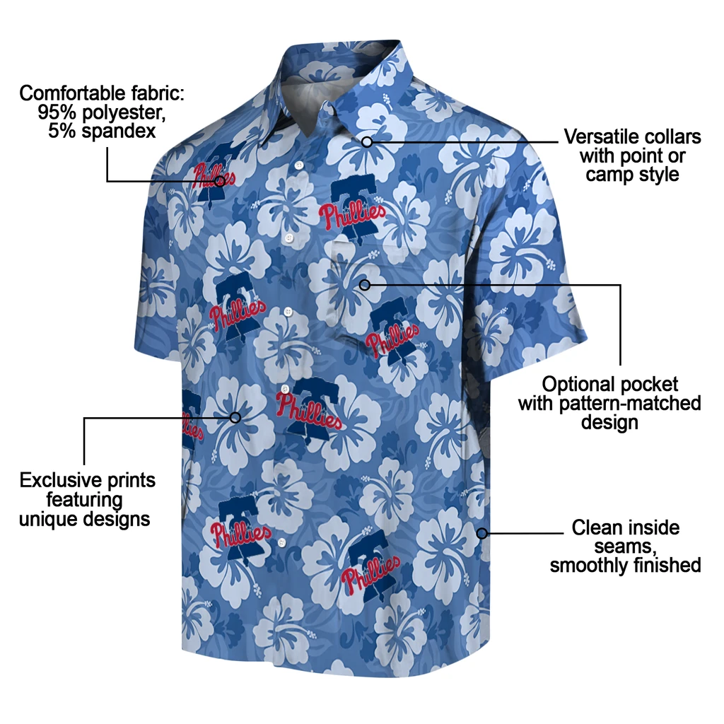 Philadelphia Phillies Hawaiian Shirt - Hibiscus Cluster philadelphia phillies hibiscus cluster blue hawaiian shirts new arrival