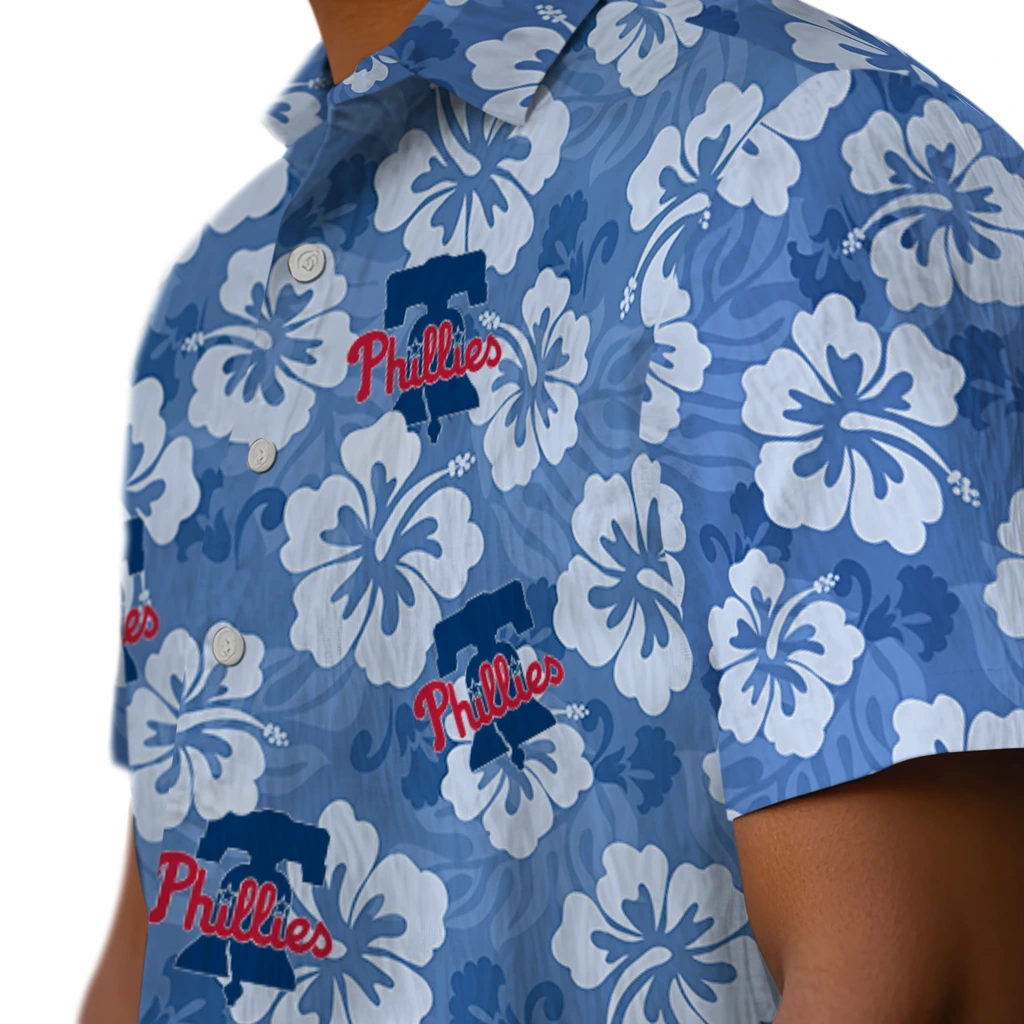 Philadelphia Phillies Hawaiian Shirt - Hibiscus Cluster philadelphia phillies hibiscus cluster blue hawaiian shirts trendy