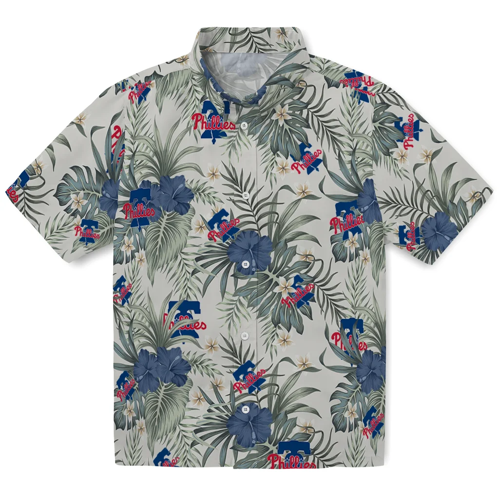 Philadelphia Phillies Hawaiian Shirt - Hibiscus Designs philadelphia phillies hibiscus designs beige hawaiian shirts best selling