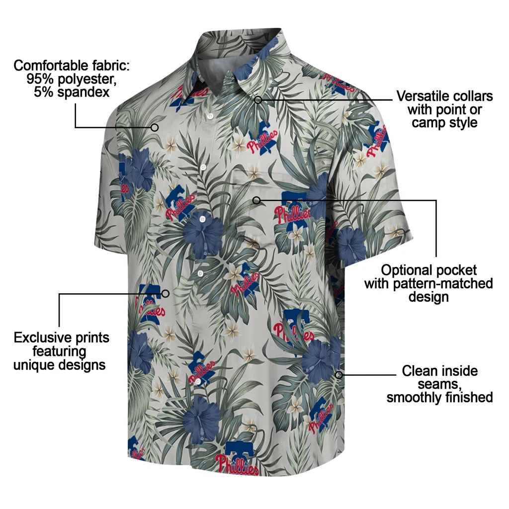 Philadelphia Phillies Hawaiian Shirt - Hibiscus Designs philadelphia phillies hibiscus designs beige hawaiian shirts new arrival