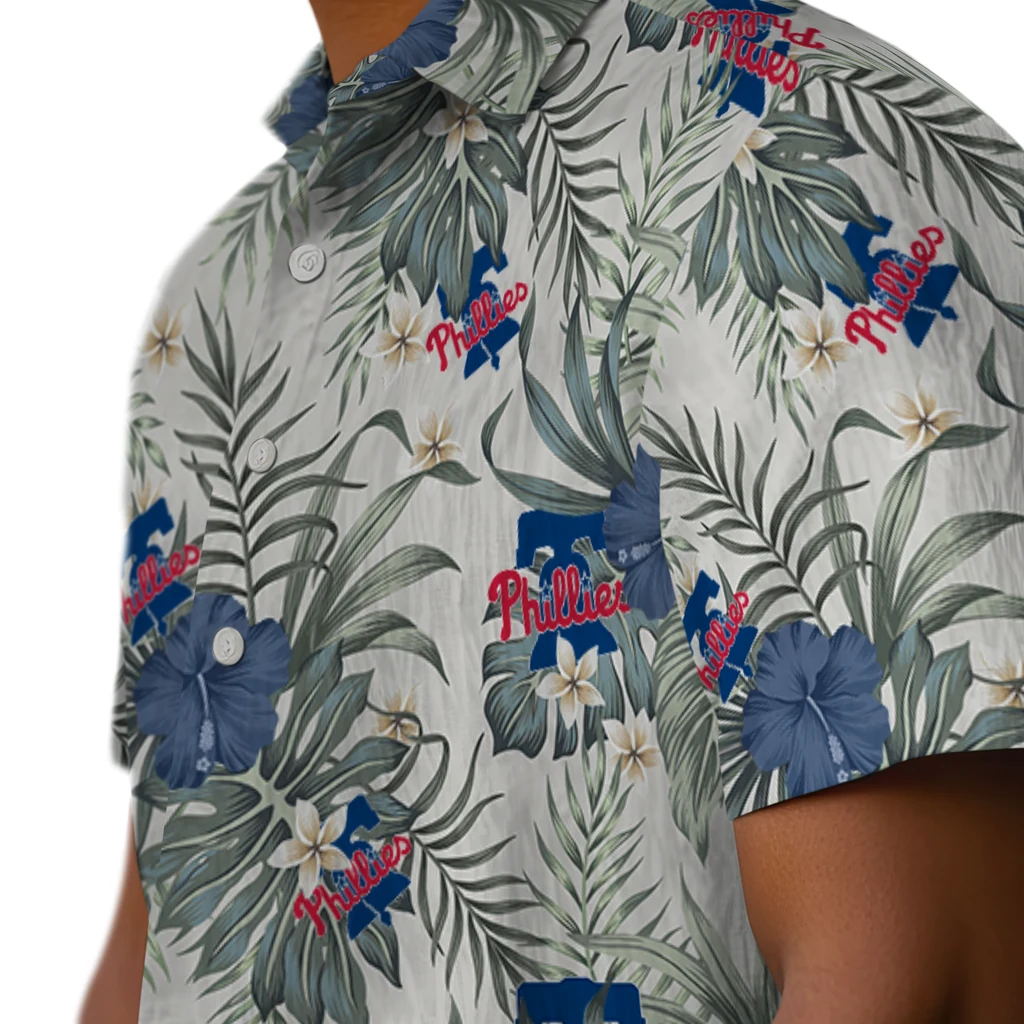 Philadelphia Phillies Hawaiian Shirt - Hibiscus Designs philadelphia phillies hibiscus designs beige hawaiian shirts trendy