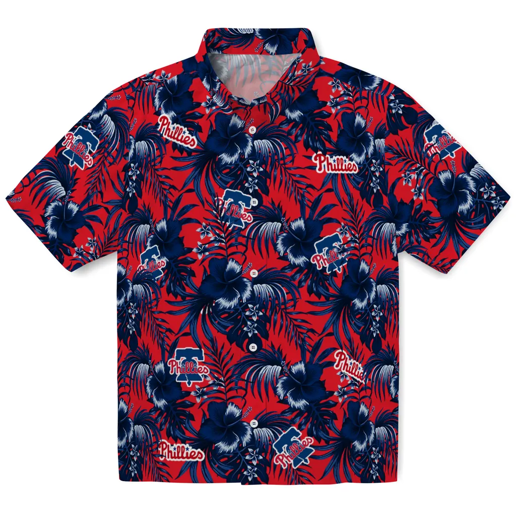 Philadelphia Phillies Hawaiian Shirt - Hibiscus Exotic philadelphia phillies hibiscus exotic blue hawaiian shirts best selling