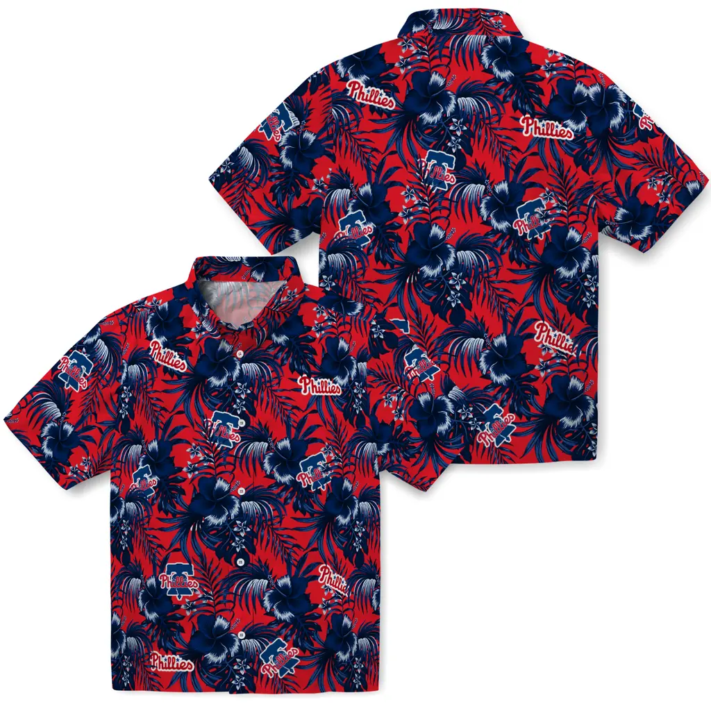 Philadelphia Phillies Hawaiian Shirt - Hibiscus Exotic philadelphia phillies hibiscus exotic blue hawaiian shirts high quality