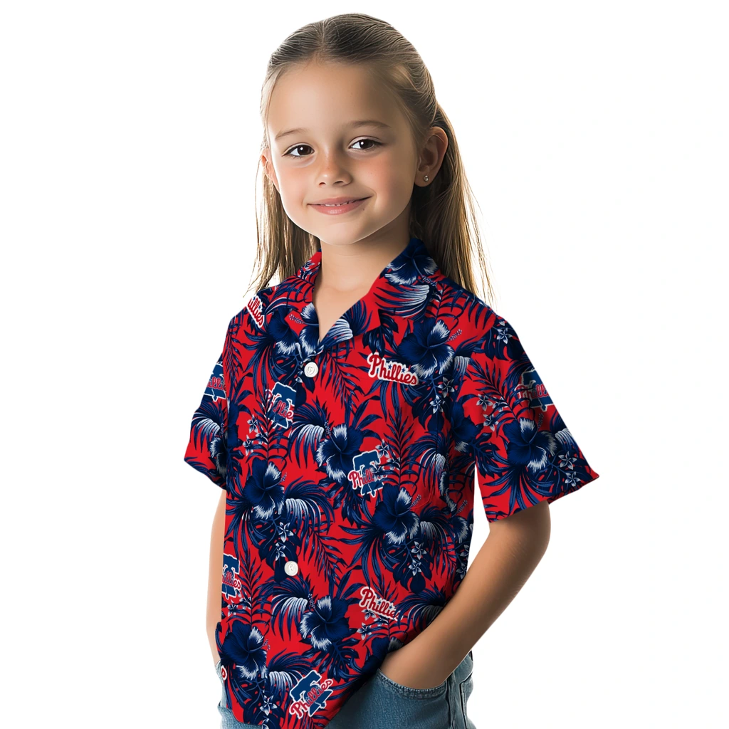 Philadelphia Phillies Hawaiian Shirt - Hibiscus Exotic philadelphia phillies hibiscus exotic blue hawaiian shirts premium grade