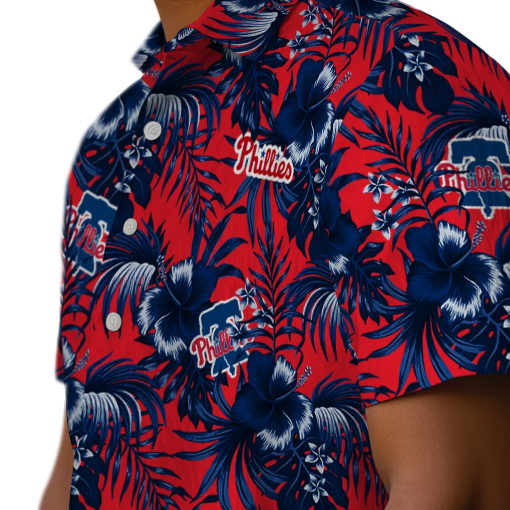 Philadelphia Phillies Hawaiian Shirt - Hibiscus Exotic philadelphia phillies hibiscus exotic blue hawaiian shirts trendy