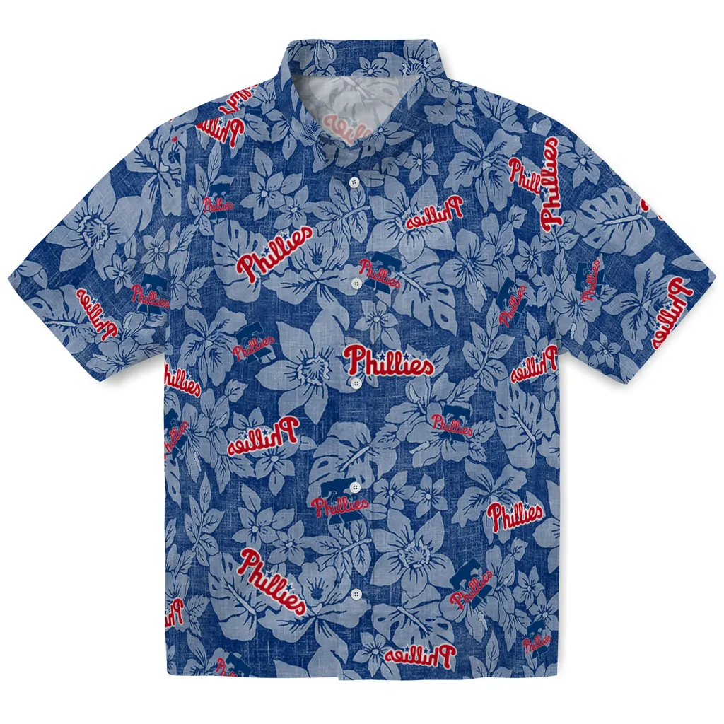 Philadelphia Phillies Hawaiian Shirt - Hibiscus Oasis philadelphia phillies hibiscus oasis blue hawaiian shirts best selling