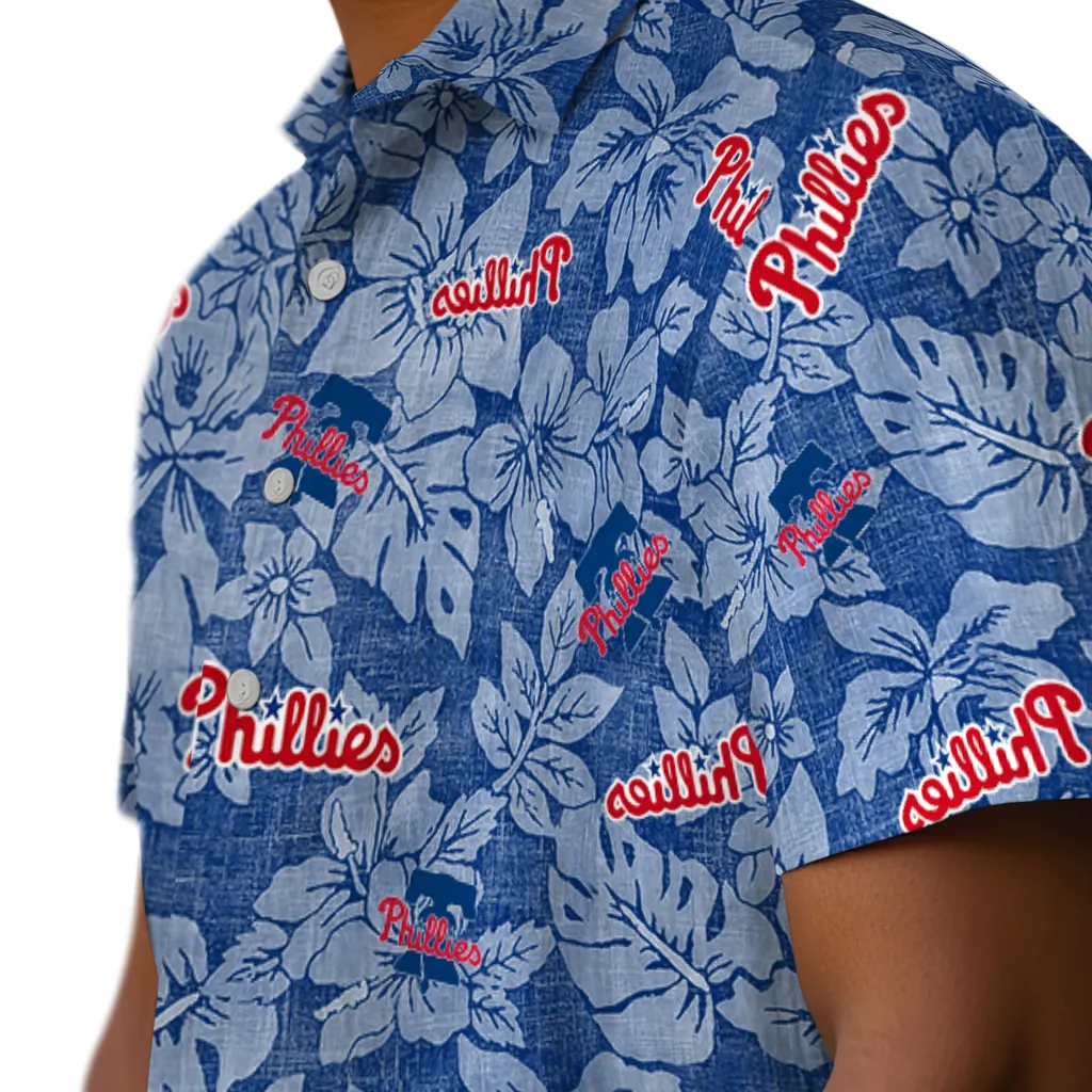 Philadelphia Phillies Hawaiian Shirt - Hibiscus Oasis philadelphia phillies hibiscus oasis blue hawaiian shirts trendy