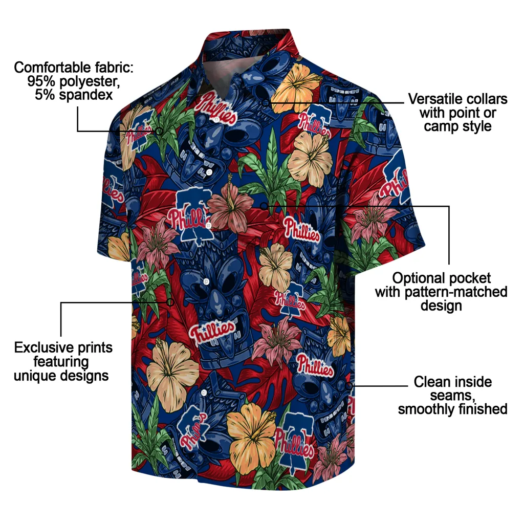 Philadelphia Phillies Hawaiian Shirt - Hibiscus Tiki Jungle philadelphia phillies tiki jungle blue hawaiian shirts new arrival